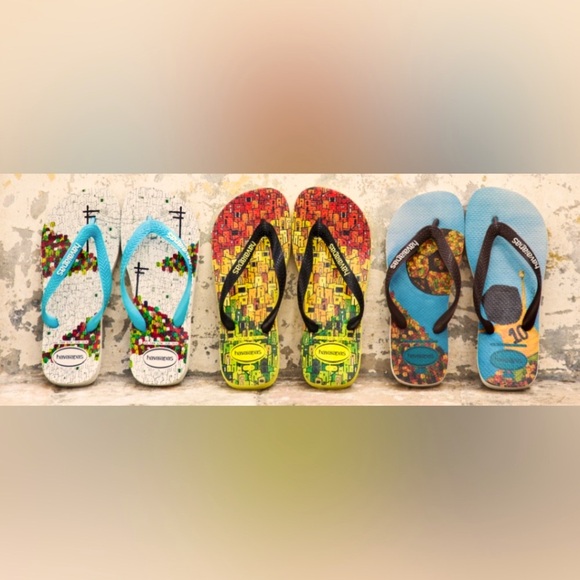 Havaianas Portraits of Brazil Flip Flops by street artist Ricardo Negro US 13M - Picture 7 of 7